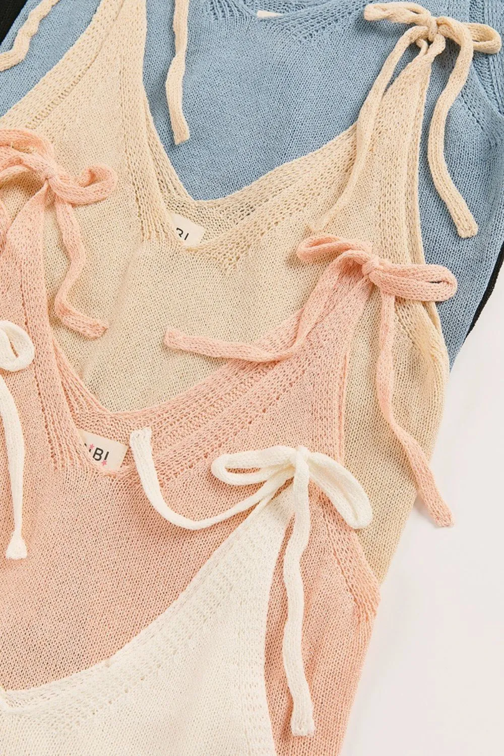 Tied Shoulder Solid Knit Top, image 3