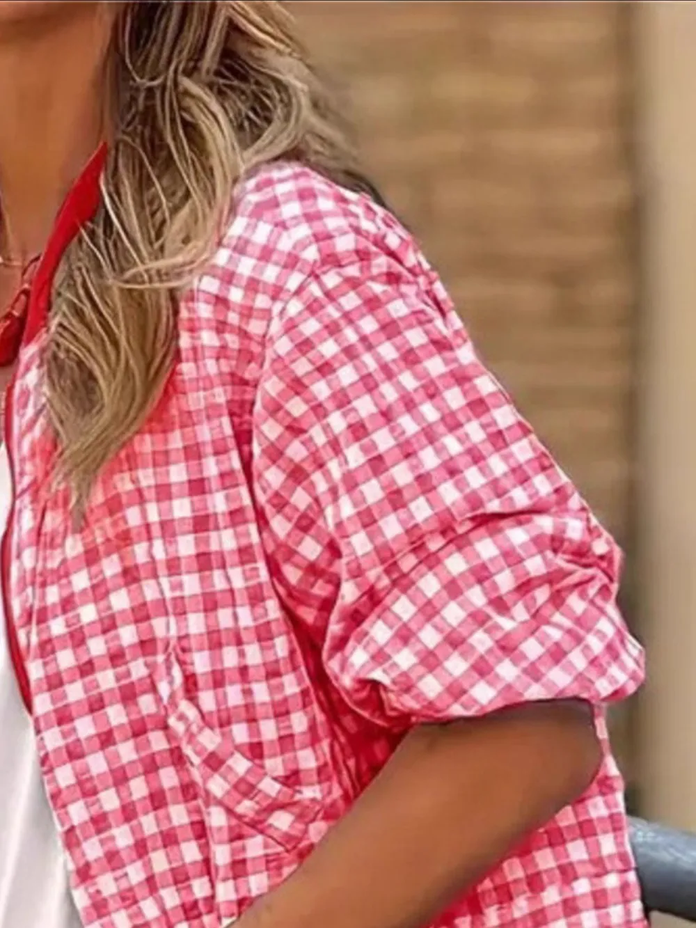 Plaid Zip Up Long Sleeve Jacket, image 2