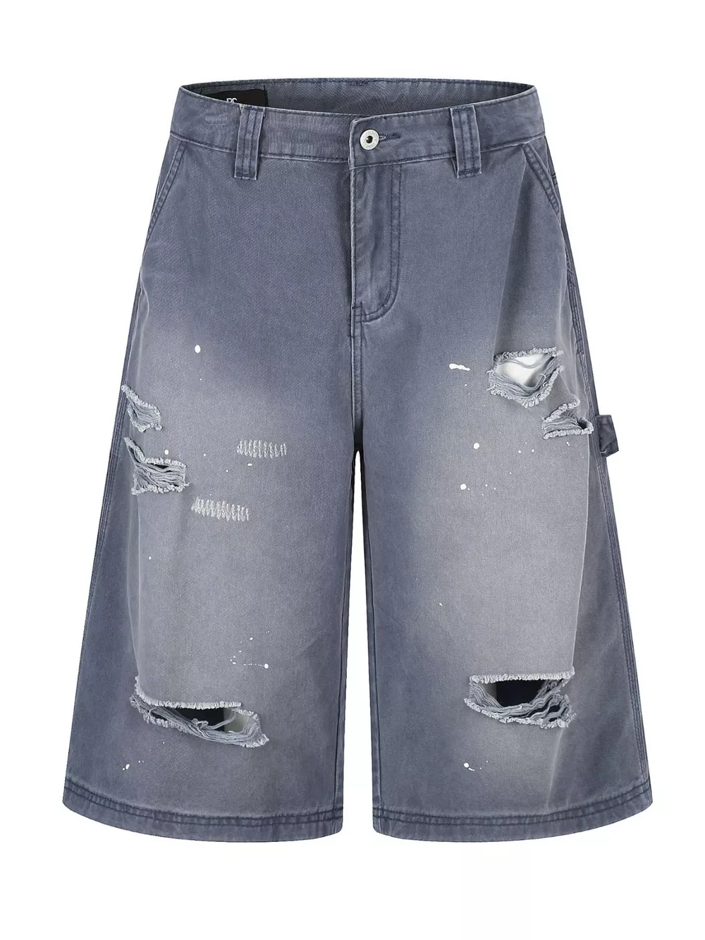 Men's Distressed Wide-Leg Denim Capris