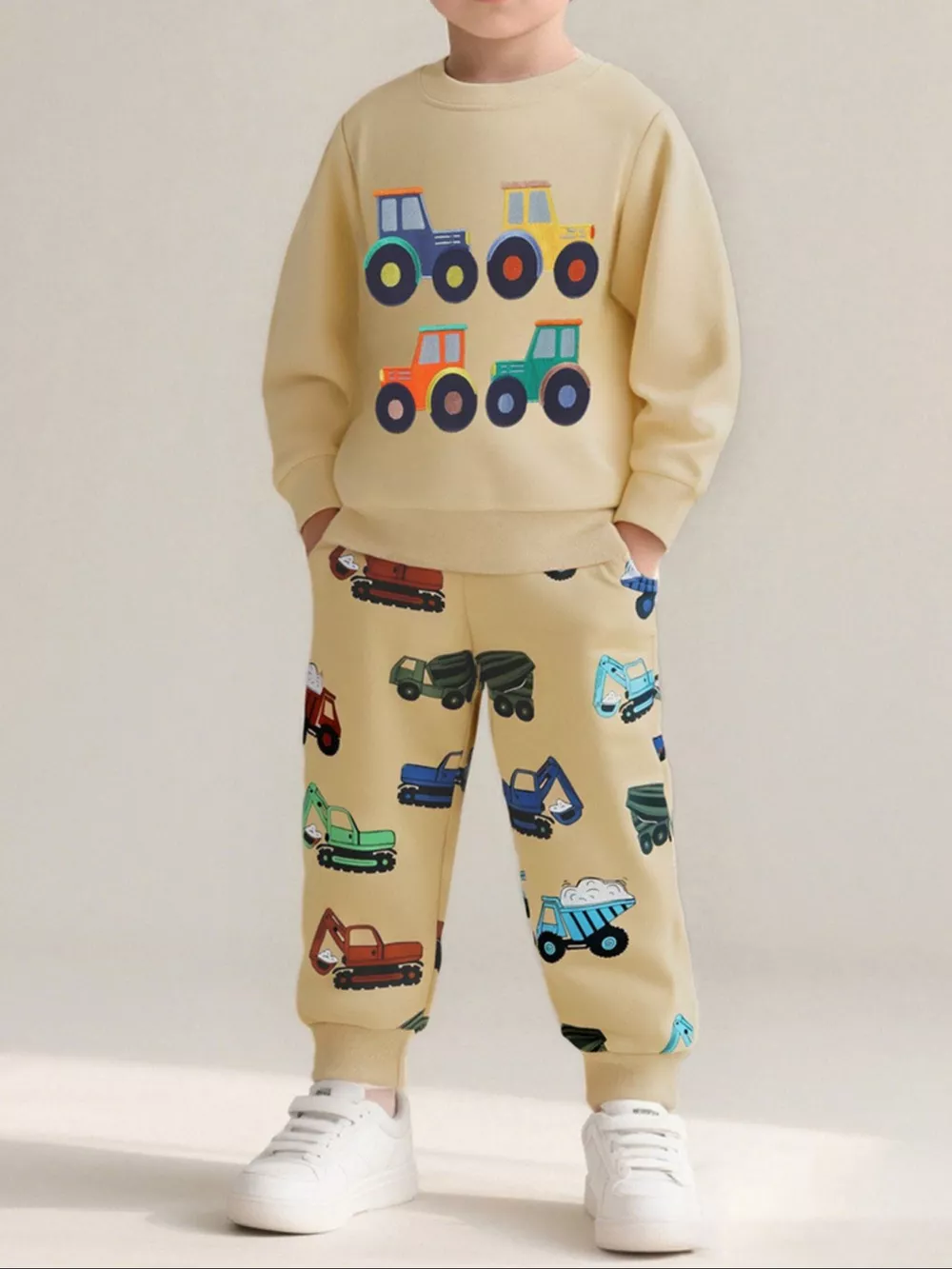 Children's Tractor Embroidered Crew Neck Sweatshirt