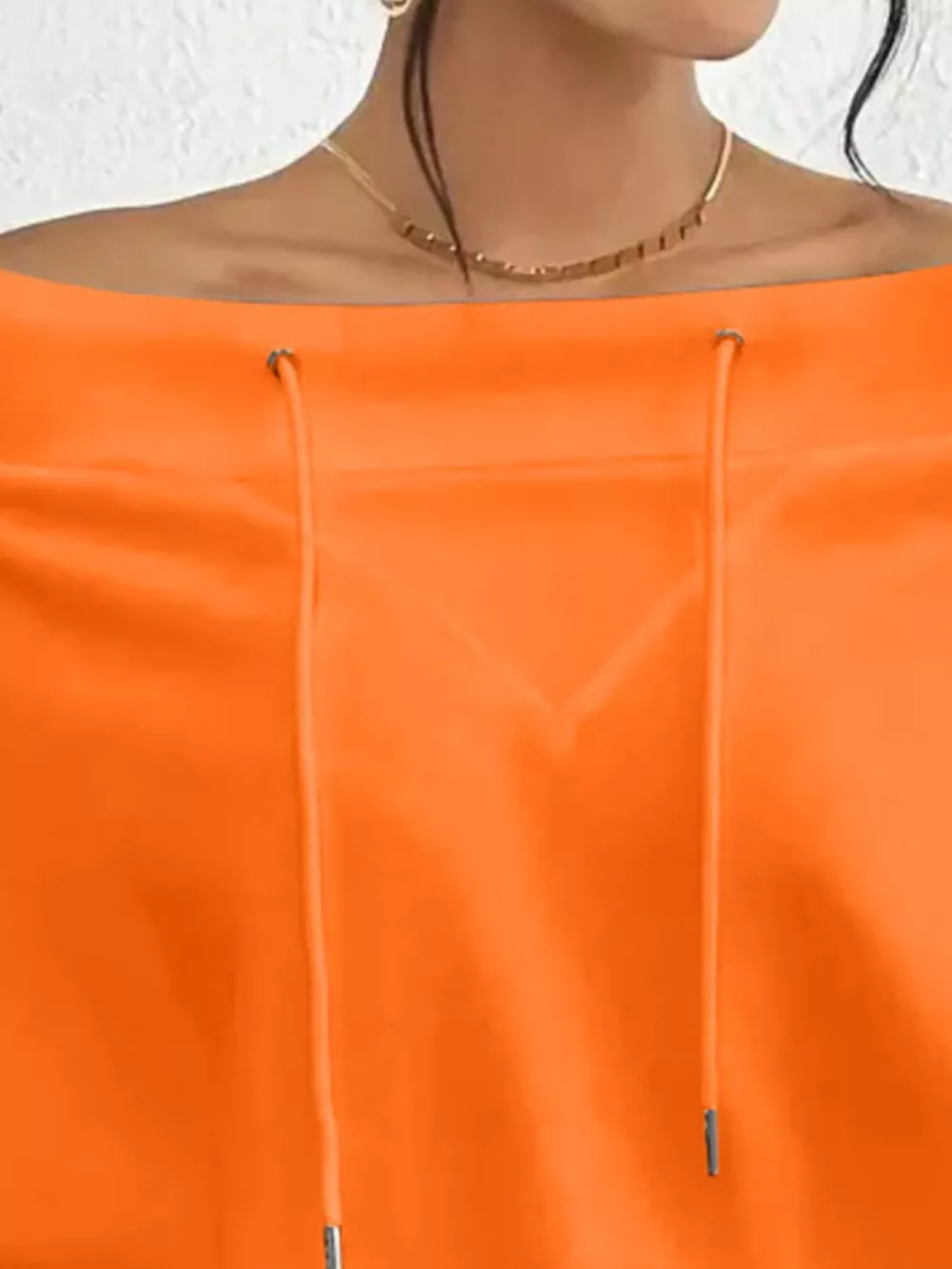 Full Size Off-Shoulder Drawstring Long Sleeve Top Plus Size, image 4