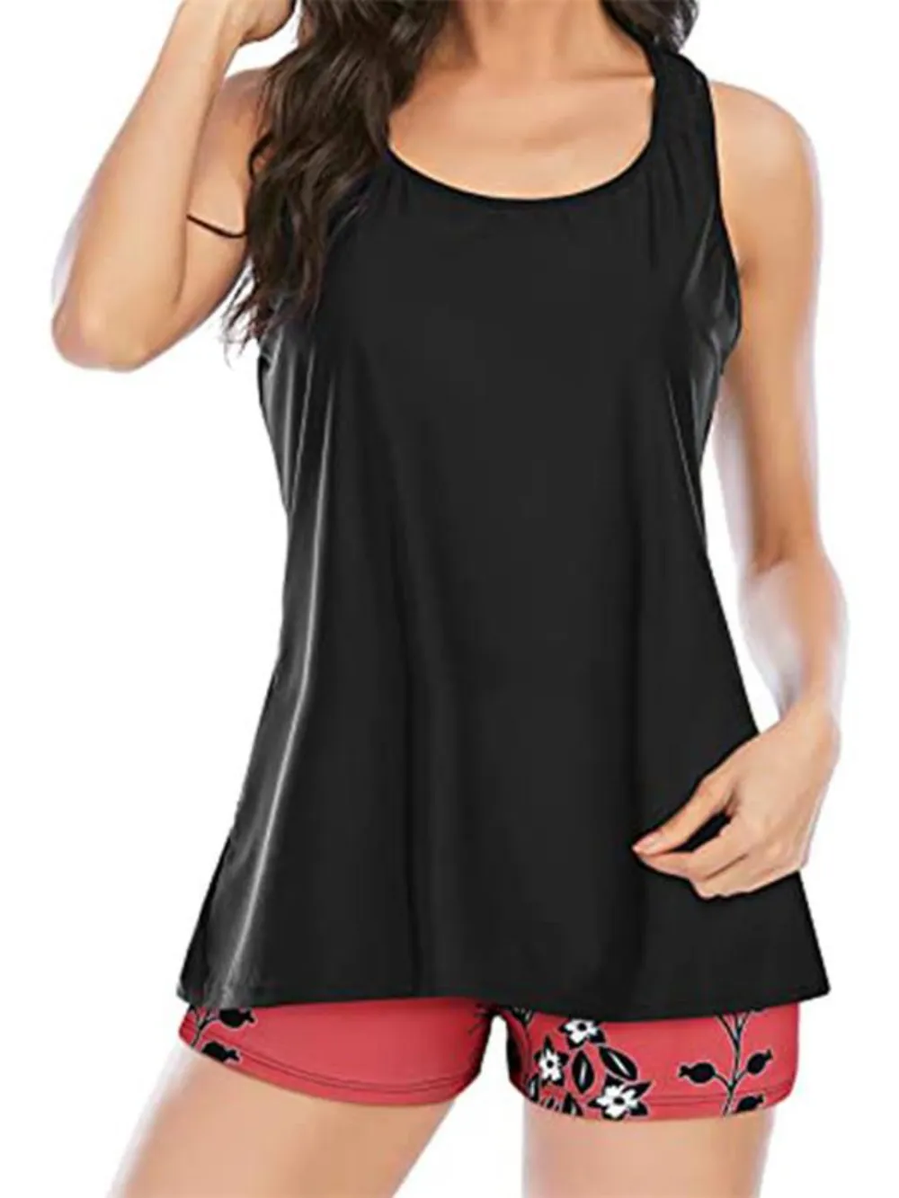 Cutout Printed Round Neck Three-Piece Swim Set, image 6