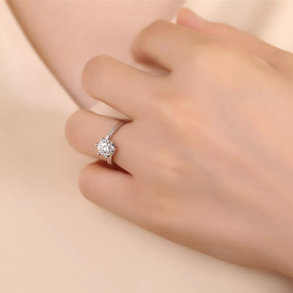 1 Carat 925 Sterling Silver Moissanite Ring, image 5
