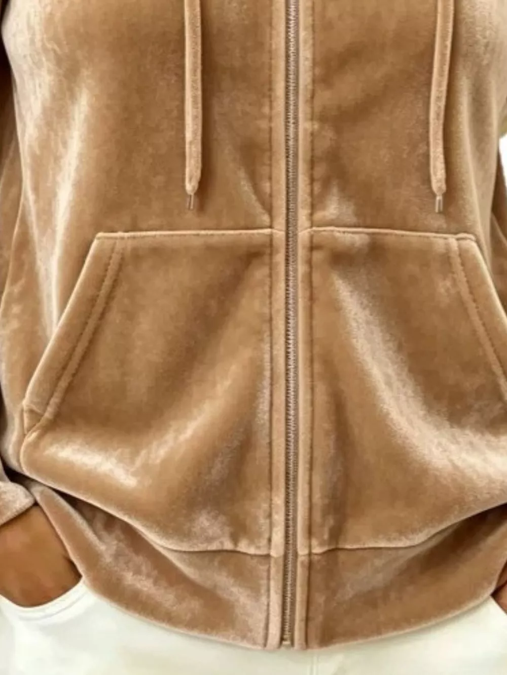 Full Size Velvet Zip-Up Outerwear with Drawstring Plus Size, image 18