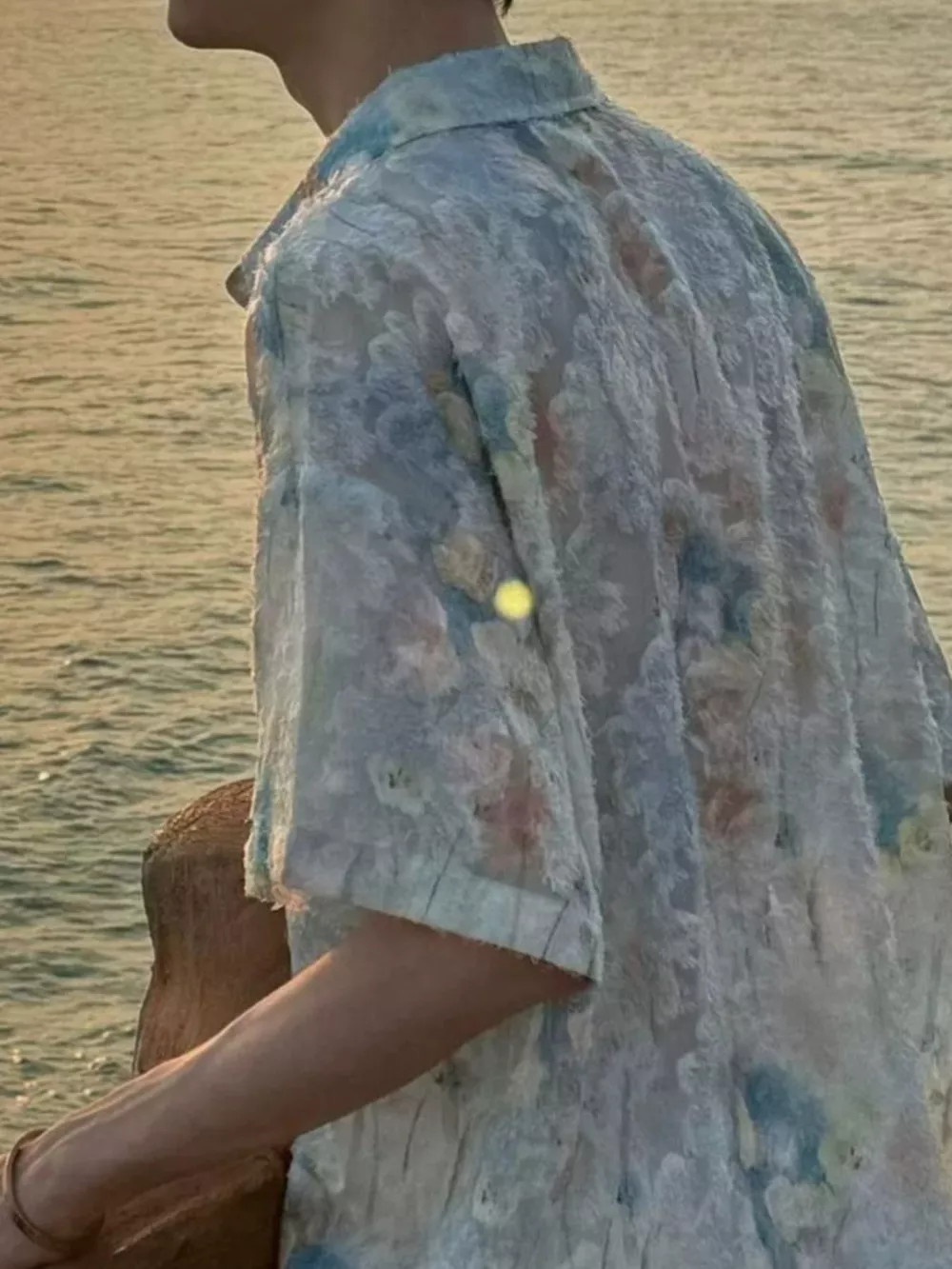 Men's Abstract Floral Print Textured Shirt, image 4