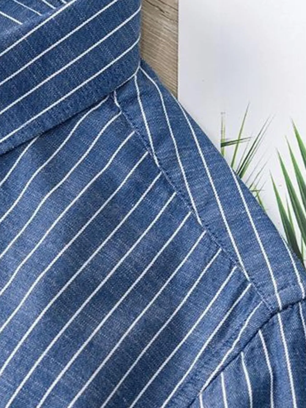 Men's Plus Size Striped Button Up Long Sleeve Shirt, image 8