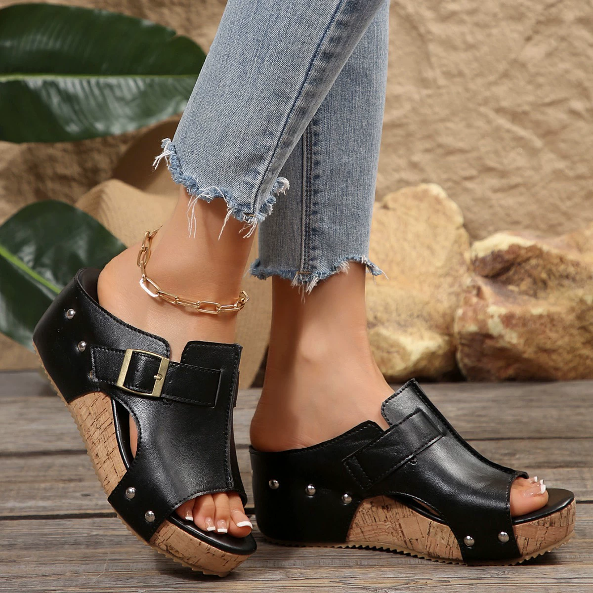 Open Toe Wedge Sandals, image 3