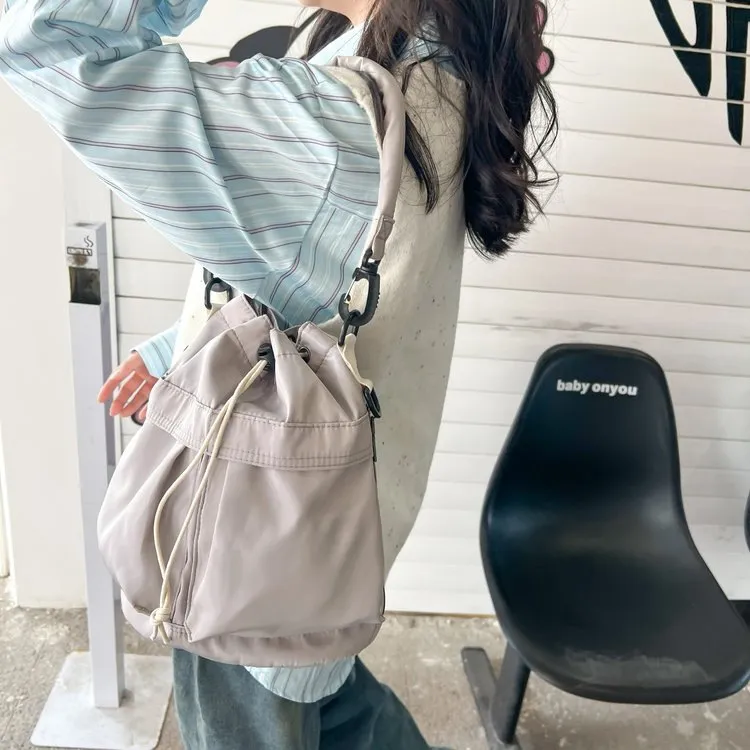 Drawstring Nylon Bucket Bag, image 4