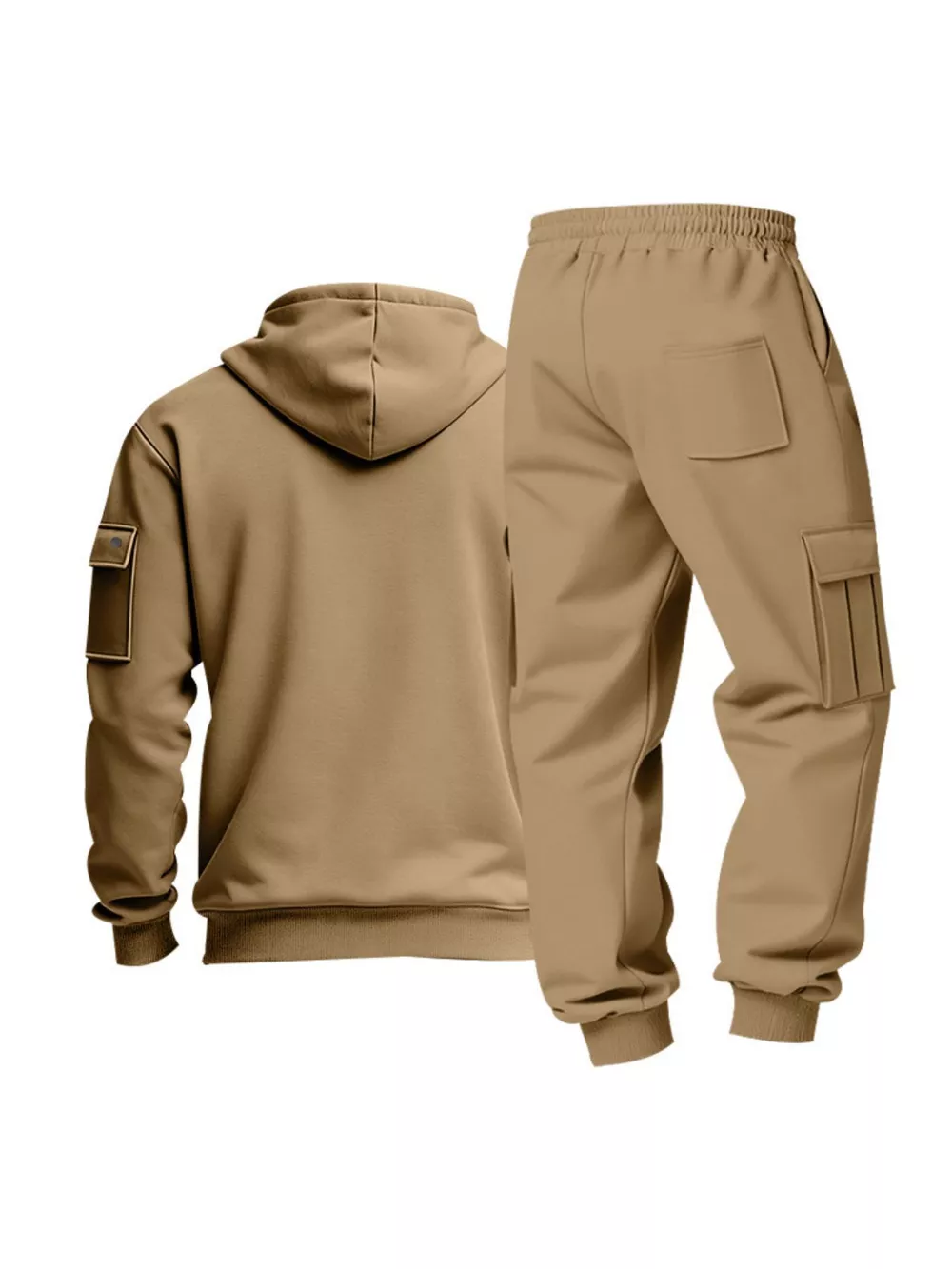 Men's Full Size Half Zip Hoodie and Cargo Pants Set Plus Size, image 14