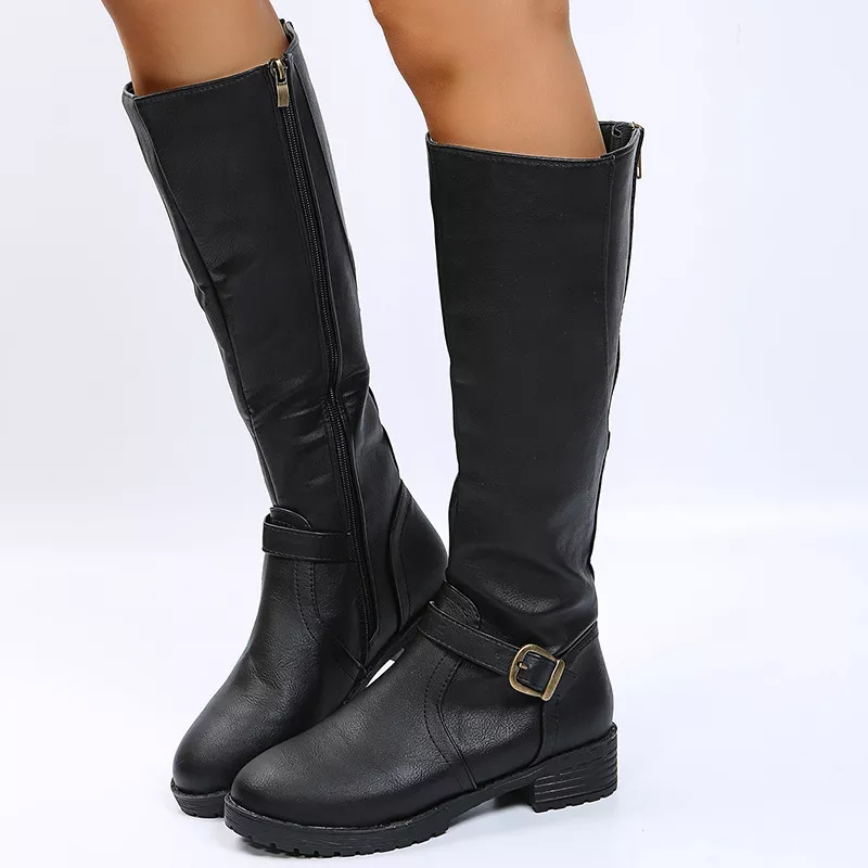 Round Toe Block Heels Boots, image 2