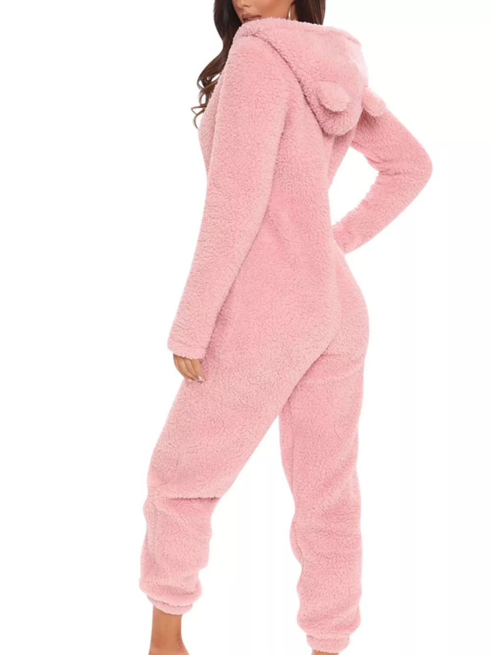 Full Size Fleece Zip-Up Hooded Jumpsuit Plus Size, image 4