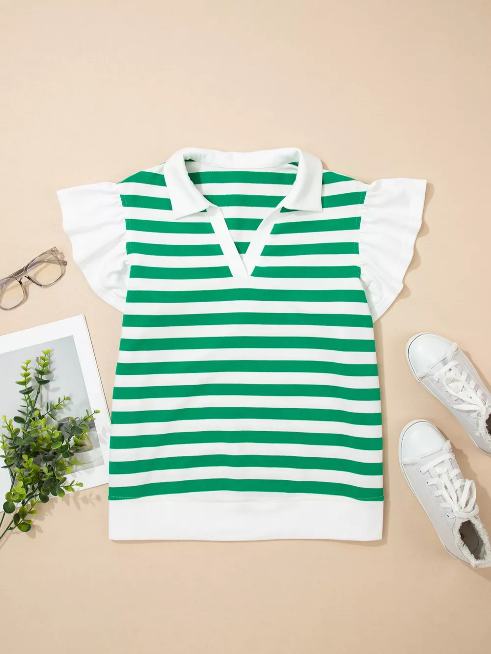 Striped Ruffled Sleeve Blouse, image 7