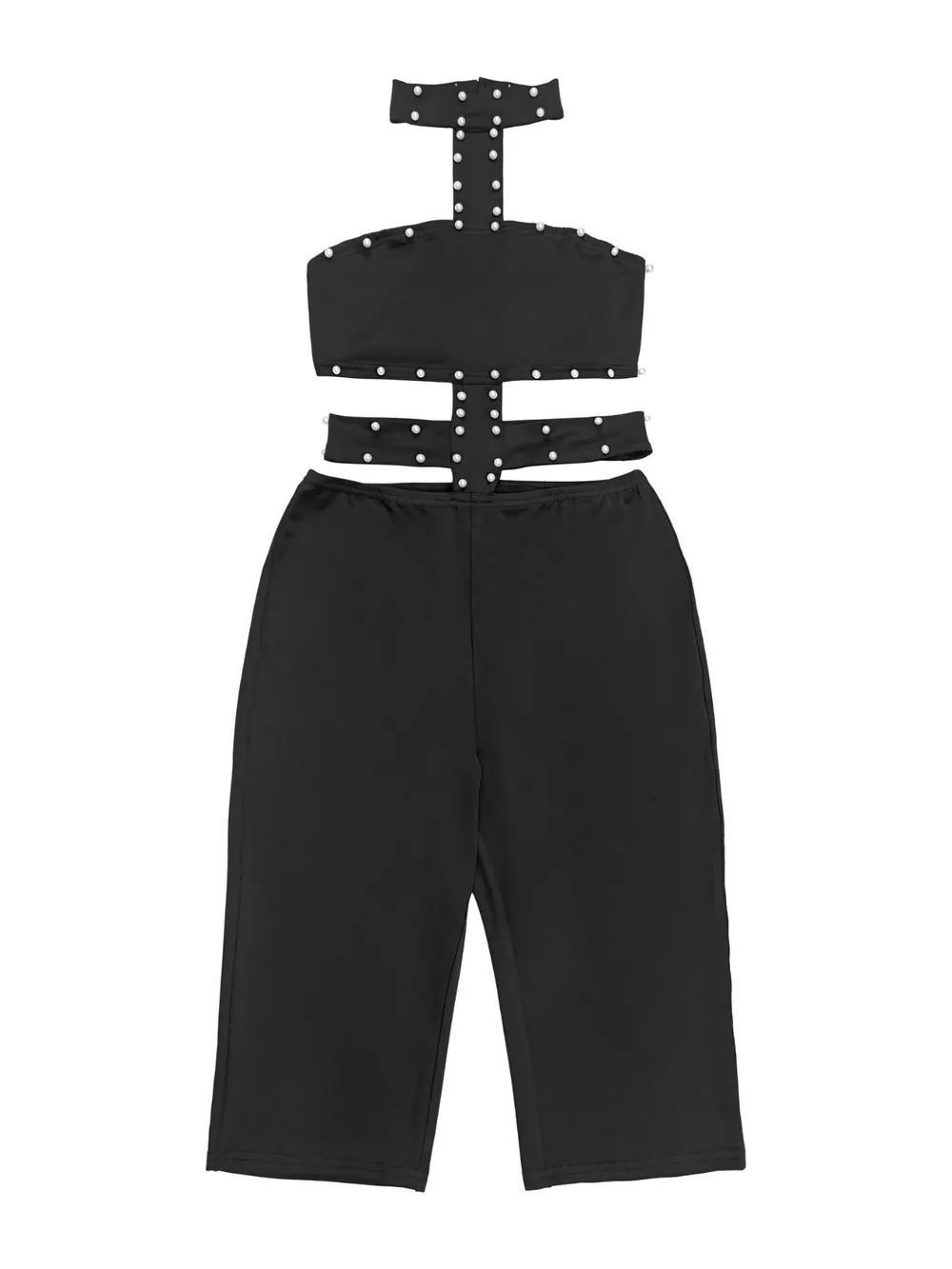 Studded Halter Cut-Out Romper, image 8