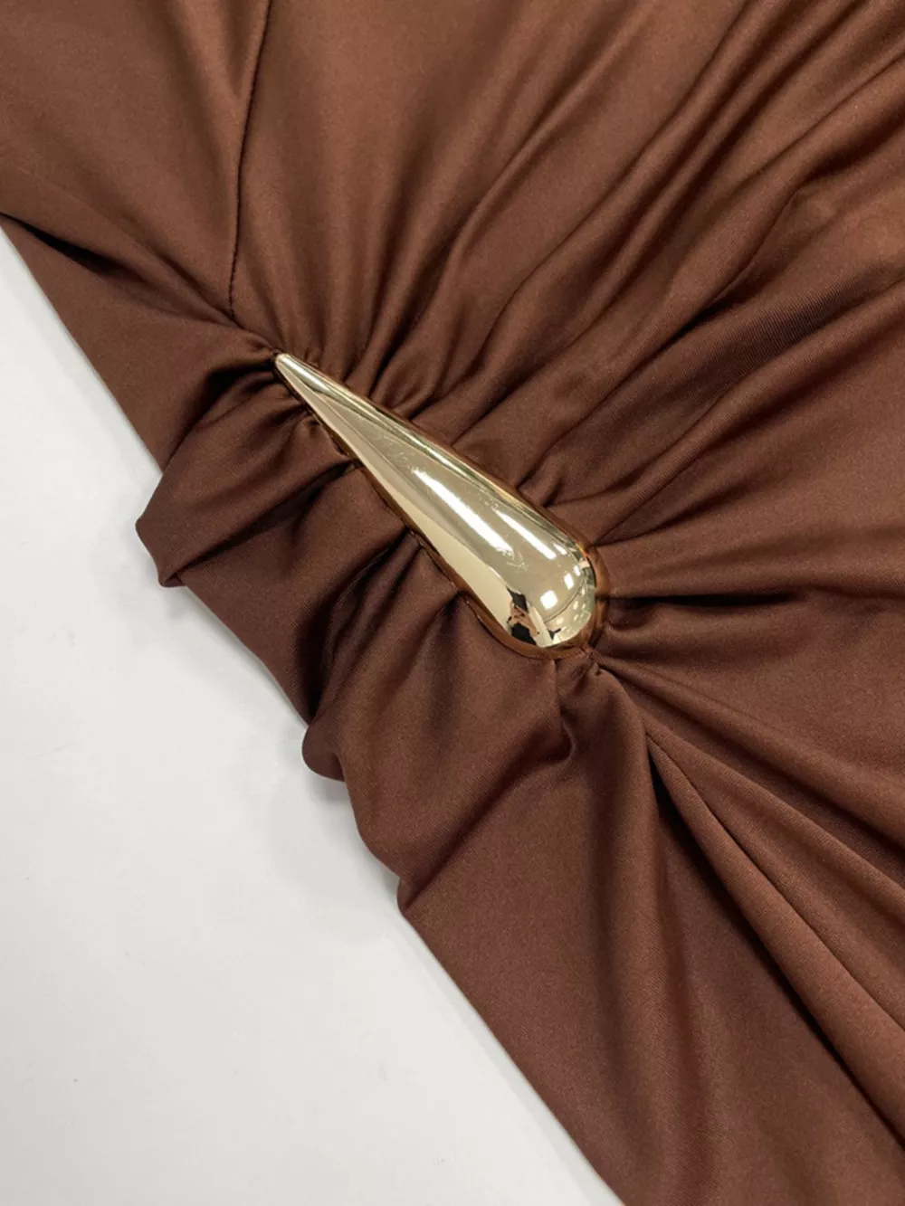 Draped Sleeveless Bodycon Maxi Dress with Metal Decorative, image 4