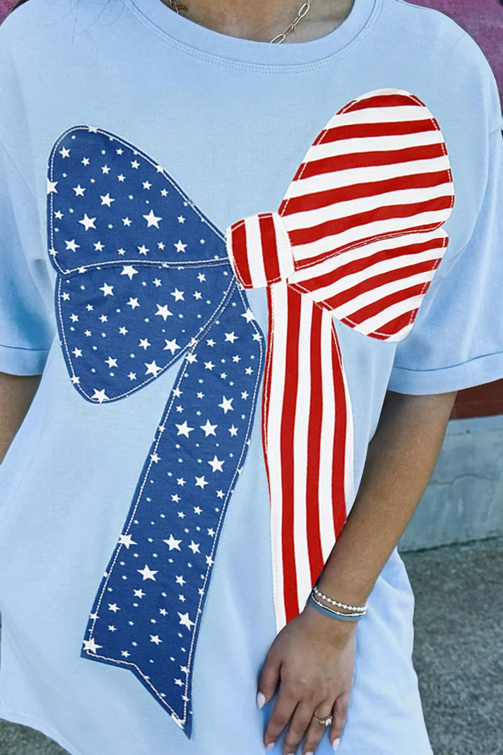 Patriotic Bow Graphic T-Shirt Dress, image 4