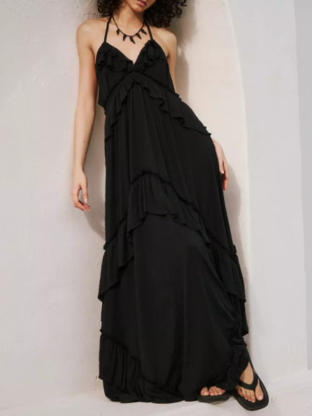 Ruffled Halter Neck Maxi Dress, image 11