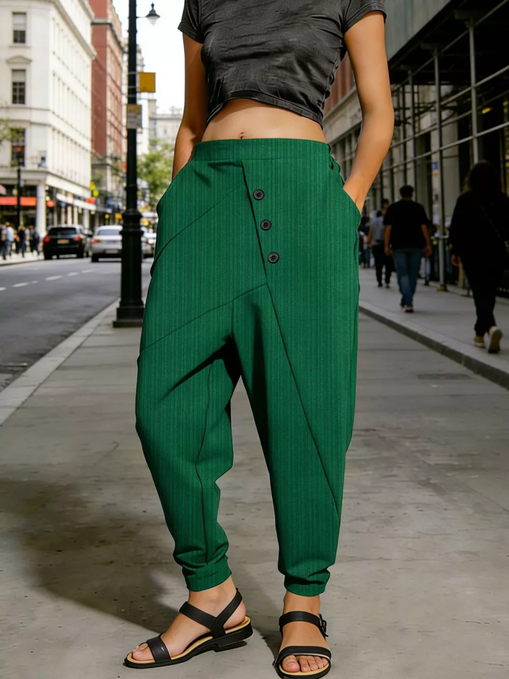 Plus Size Casual Elastic Waist Harem Pants, image 8