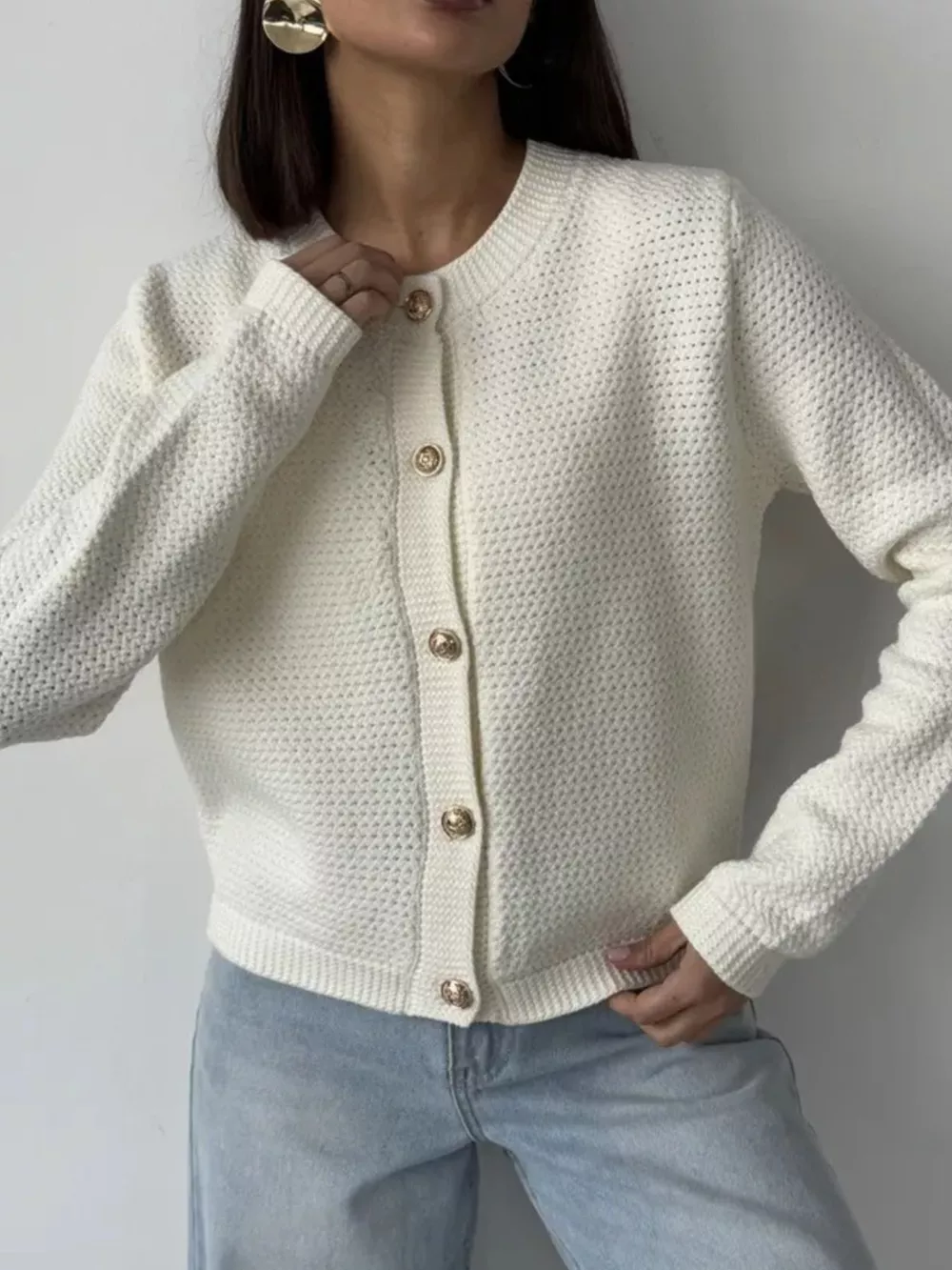 Button Up Texture Knit Cardigan, image 12