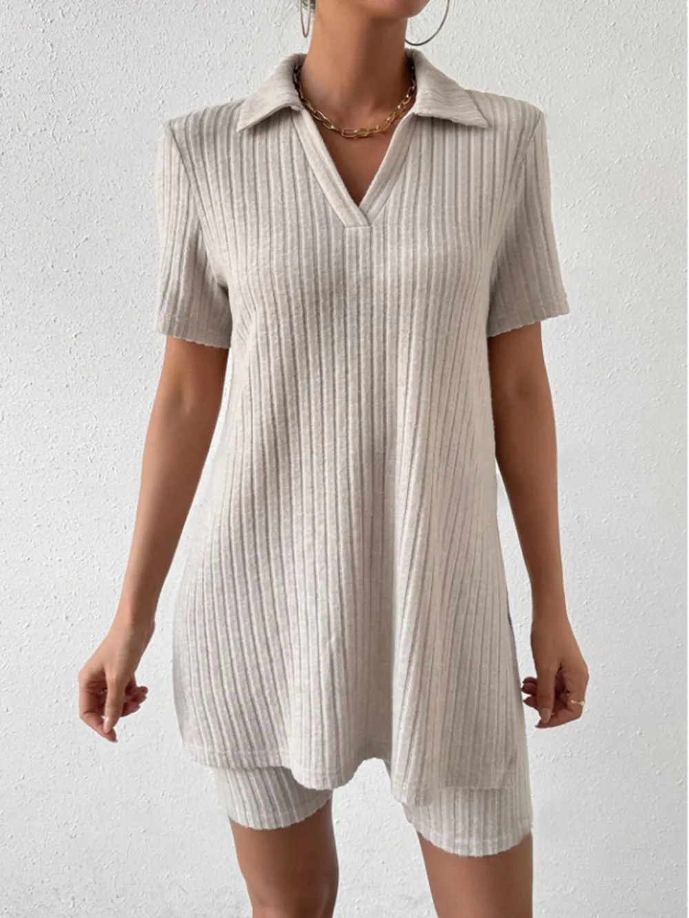 Johnny Collar Short Sleeve Top and Shorts Set, image 5