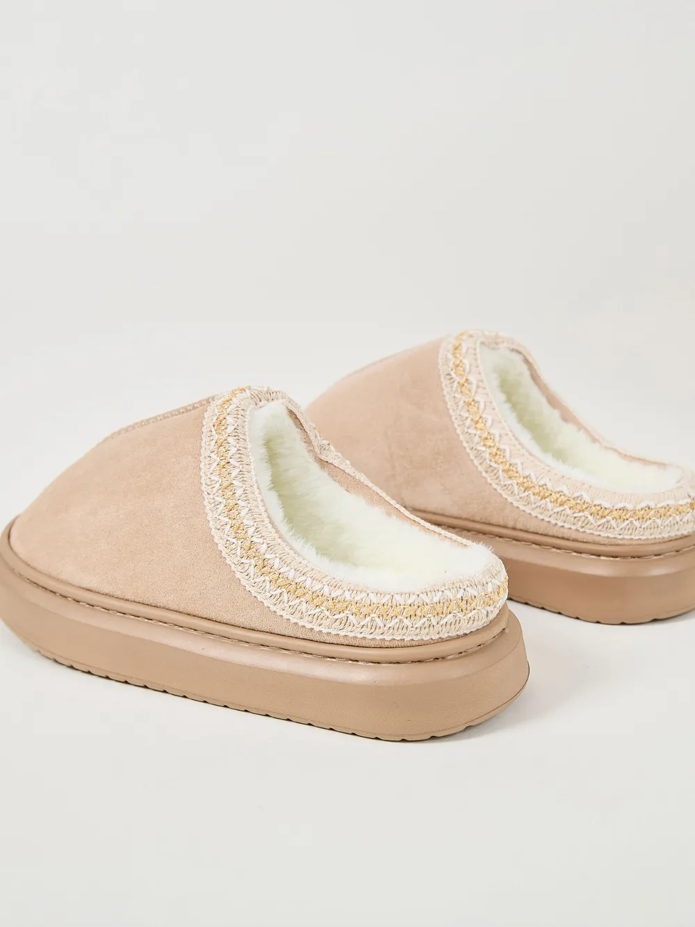 Faux Fur Suede Platform Slippers, image 11