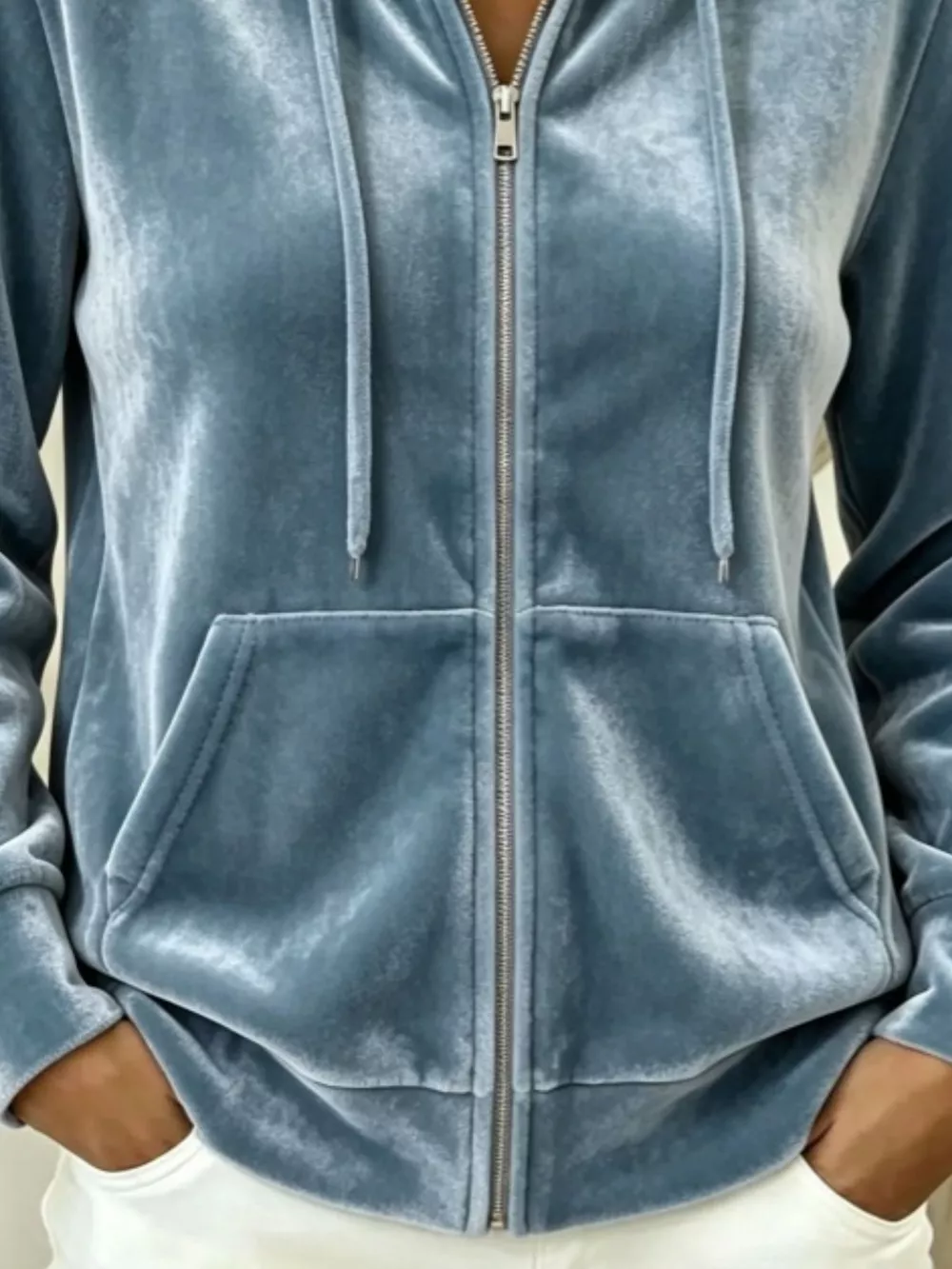 Full Size Velvet Zip-Up Outerwear with Drawstring Plus Size, image 21