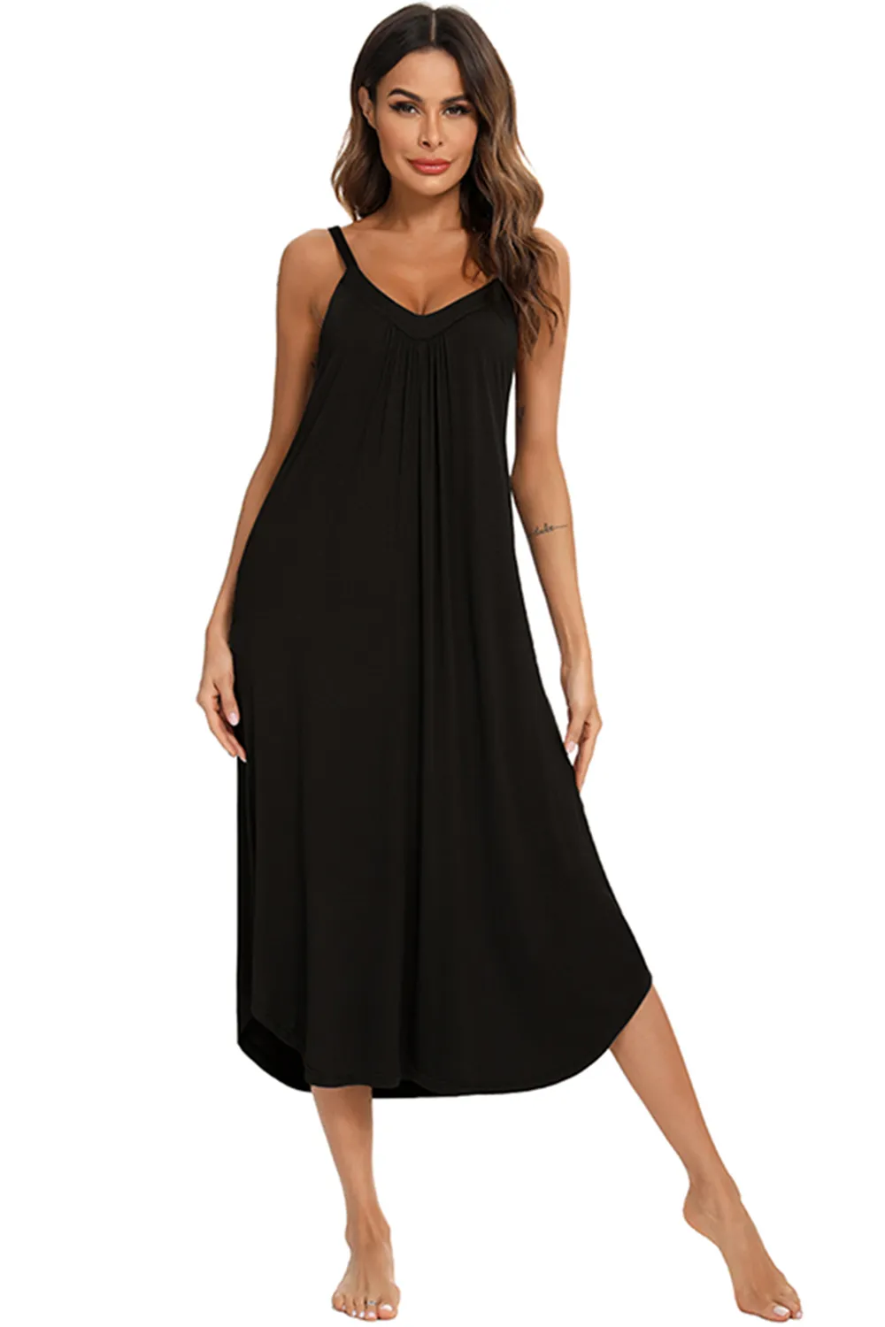 V-Neck Midi Lounge Dress, image 8
