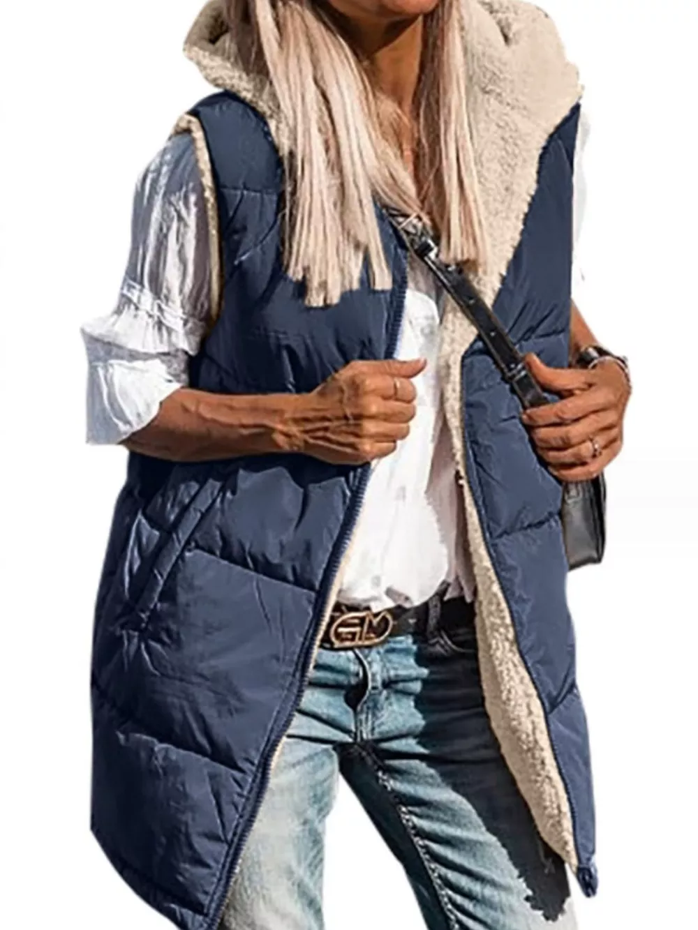 Full Size Hooded Sherpa-Lined Puffer Vest Coat Plus Size, image 12
