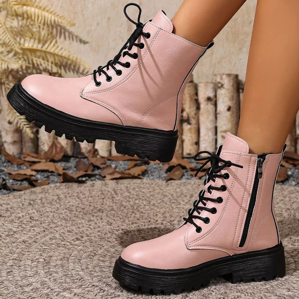Round Toe Block Heels Boots, image 7