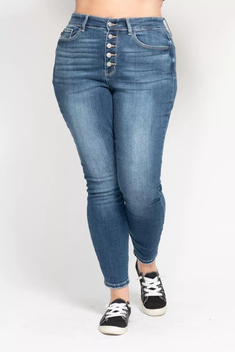 Full Size High Rise Button Fly Skinny Jeans Plus Size, image 3