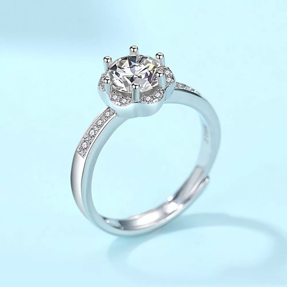 1 Carat Moissanite 925 Sterling Silver Ring, image 3
