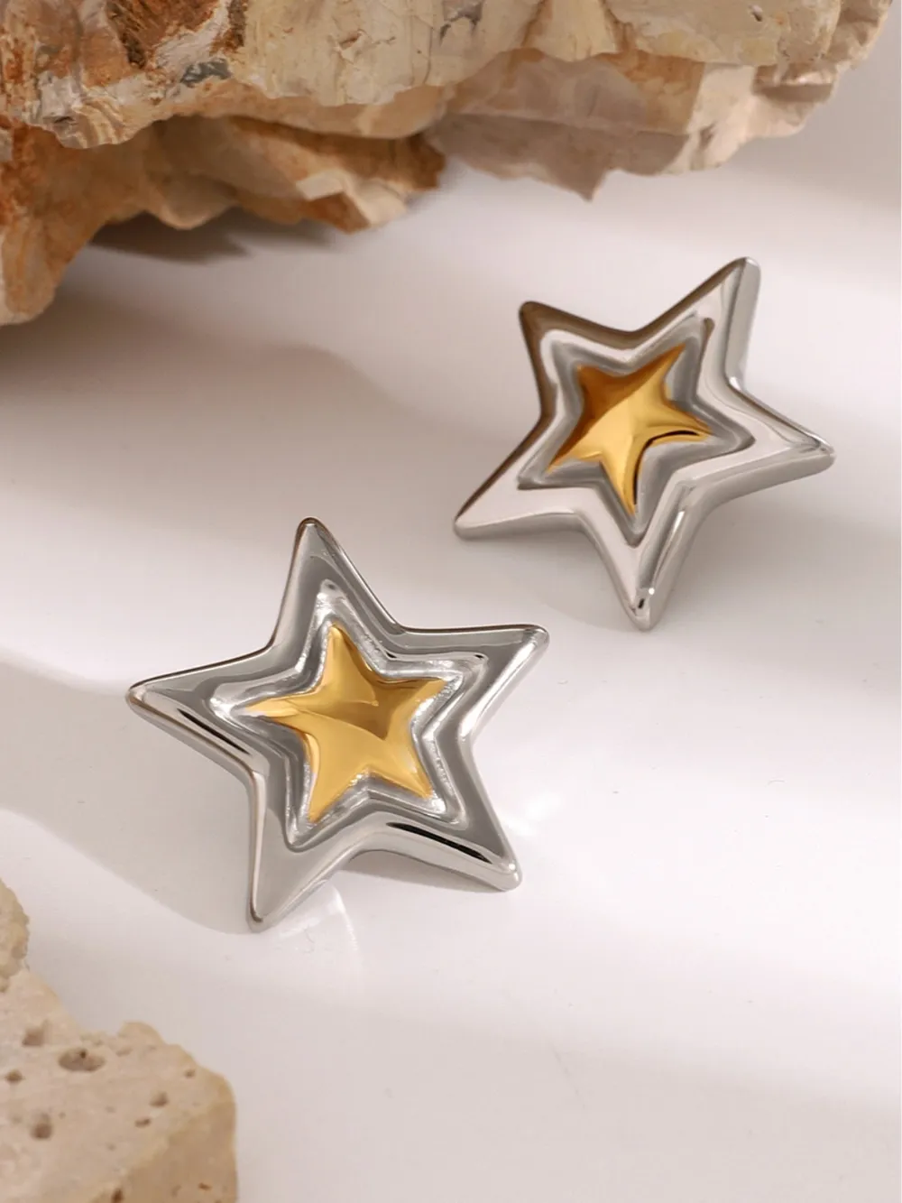 Stainless Steel Star Stud Earrings, image 8