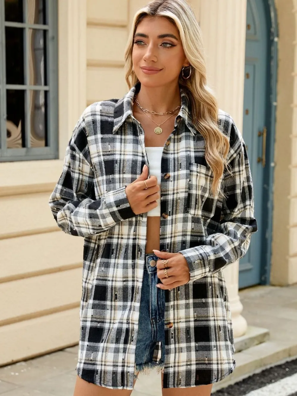 Plaid Button Up Long Sleeve Shirt, image 7