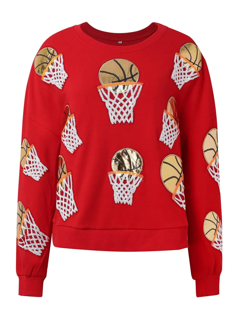 Basketball Round Neck Long Sleeve Sweatshirt, image 4