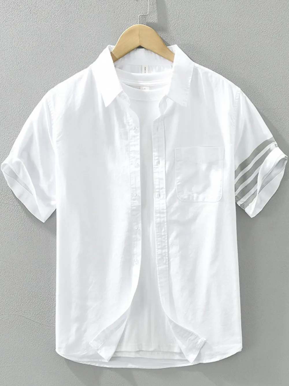 Men's Plus Size Short Sleeve Button-Up Shirt, image 2