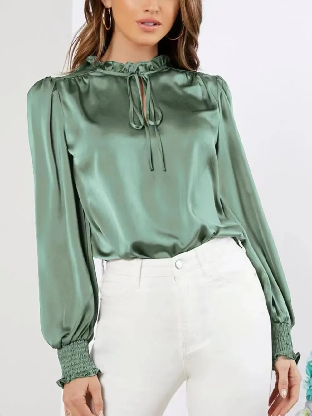 Frill Tied Lantern Sleeve Blouse, image 3