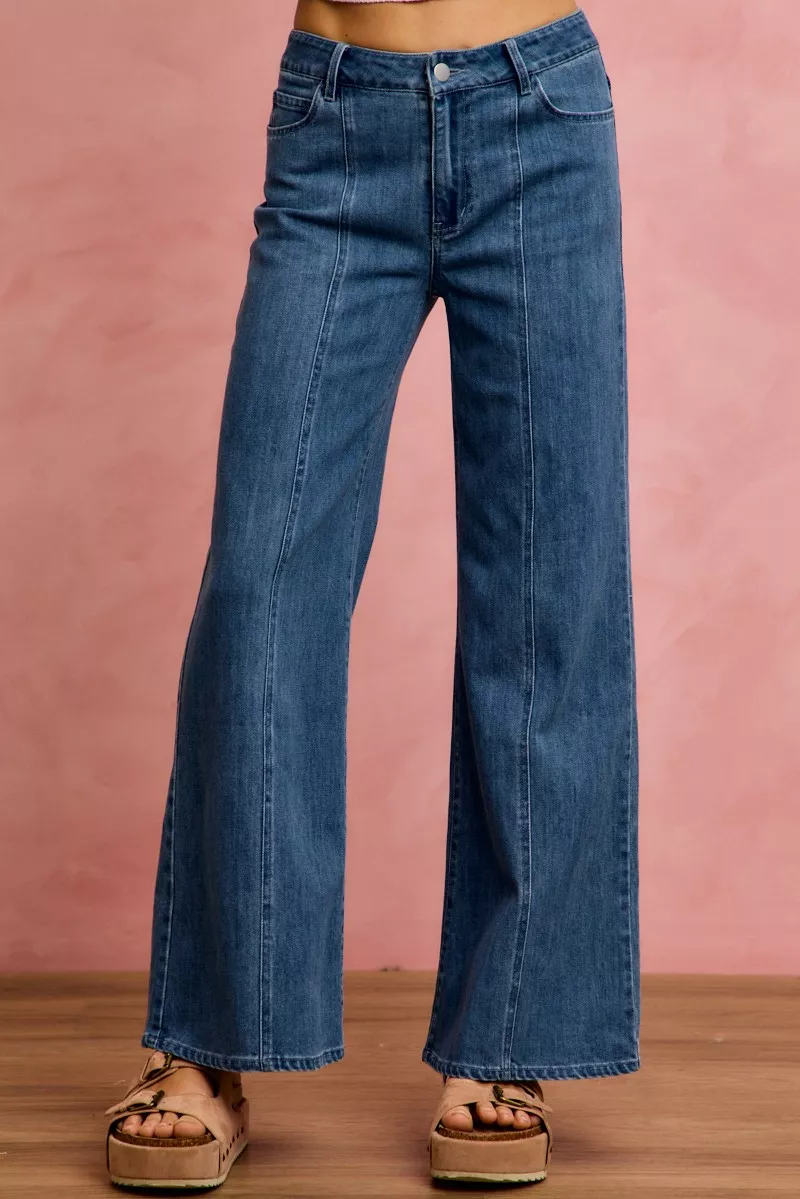 Seam Detail Mid Rise Stretch Denim Jeans, image 4