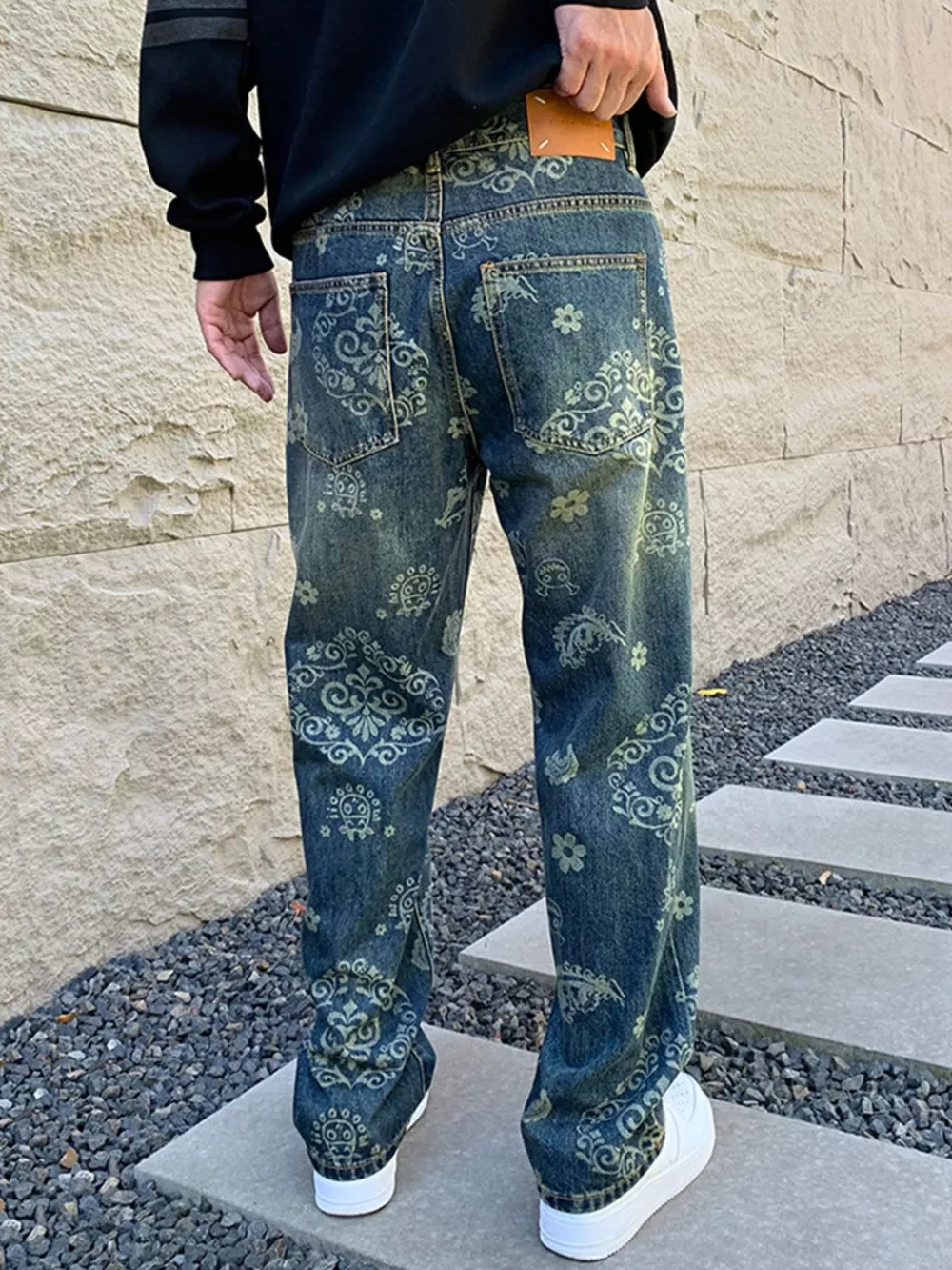 Men's Vintage Washed Loose Fit Jeans, image 6