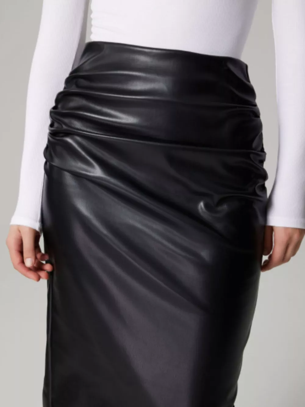 Slit Back Leather Skirt, image 8