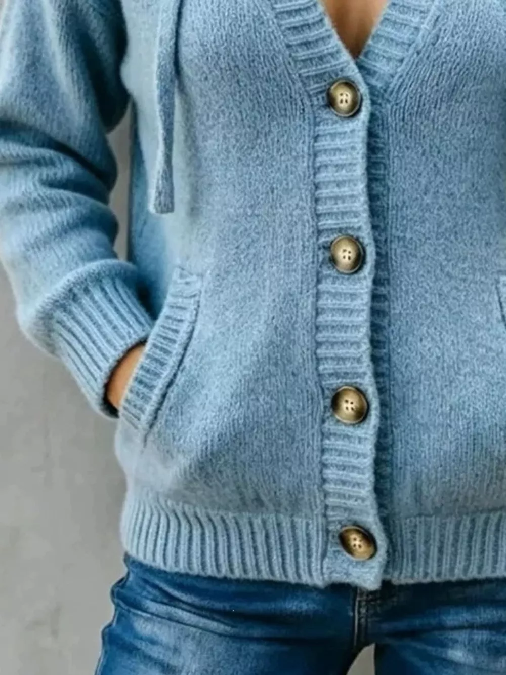 Hooded Button-Down Knit Cardigan, image 6