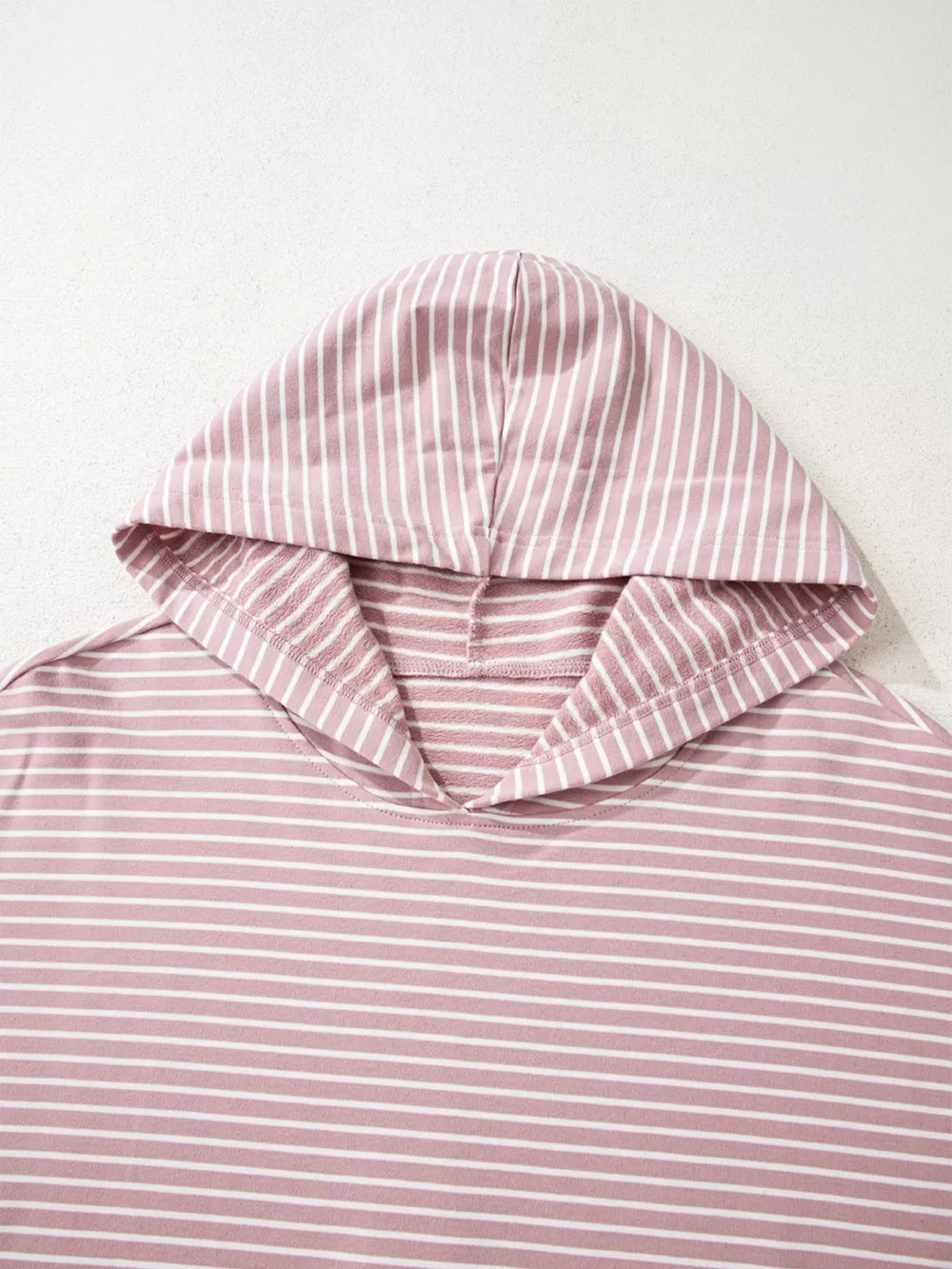 Stripe Thumbhole Side Slits Drop Shoulder Loose Fit Hoodie, image 3