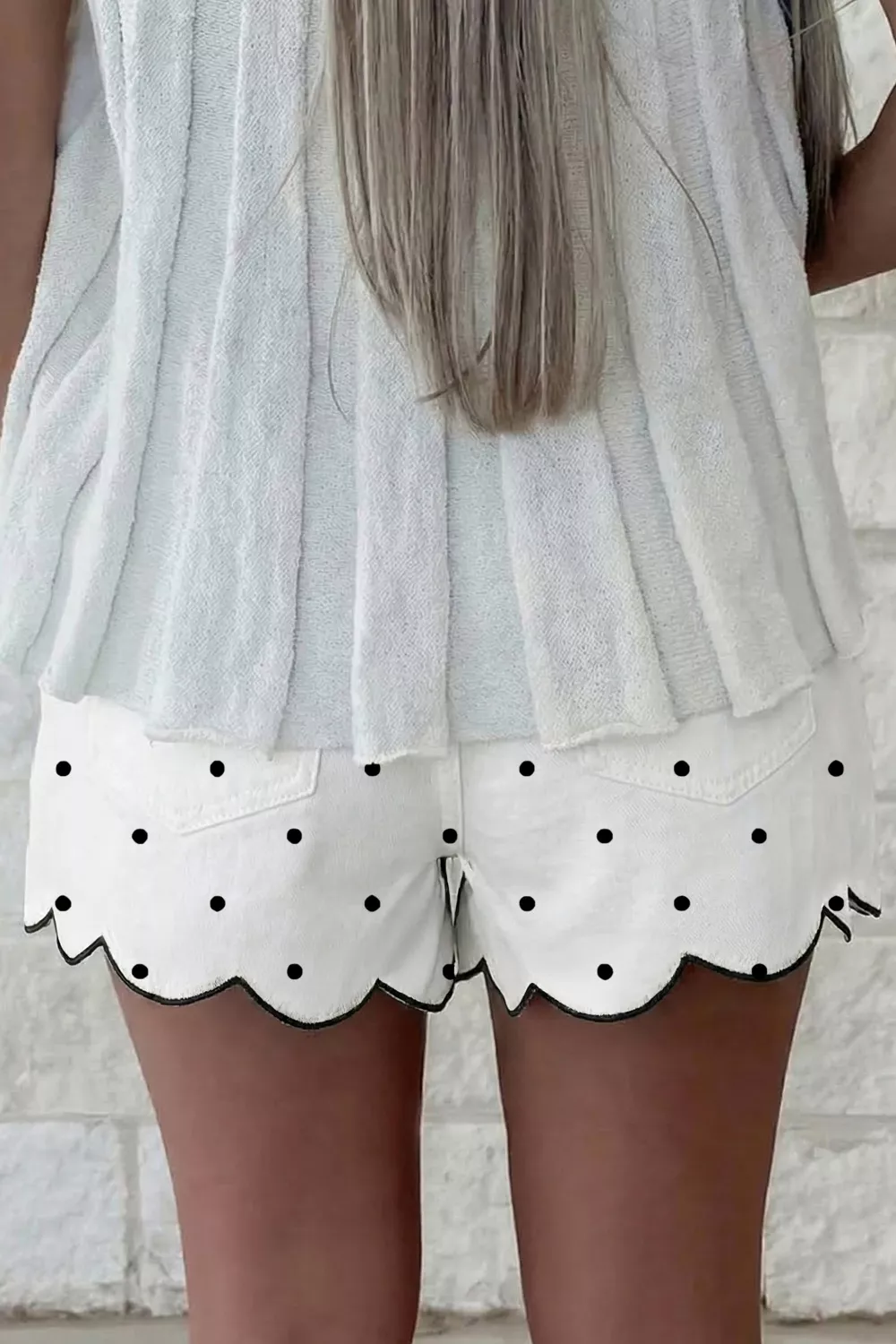 Polka Dot Scalloped Hem Shorts, image 4