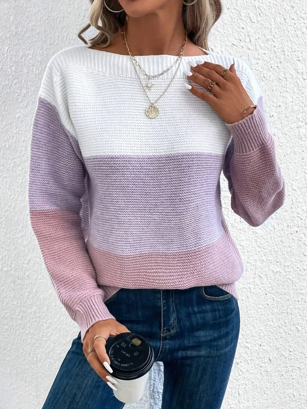 Color Block Boat Neck Sweater, image 11