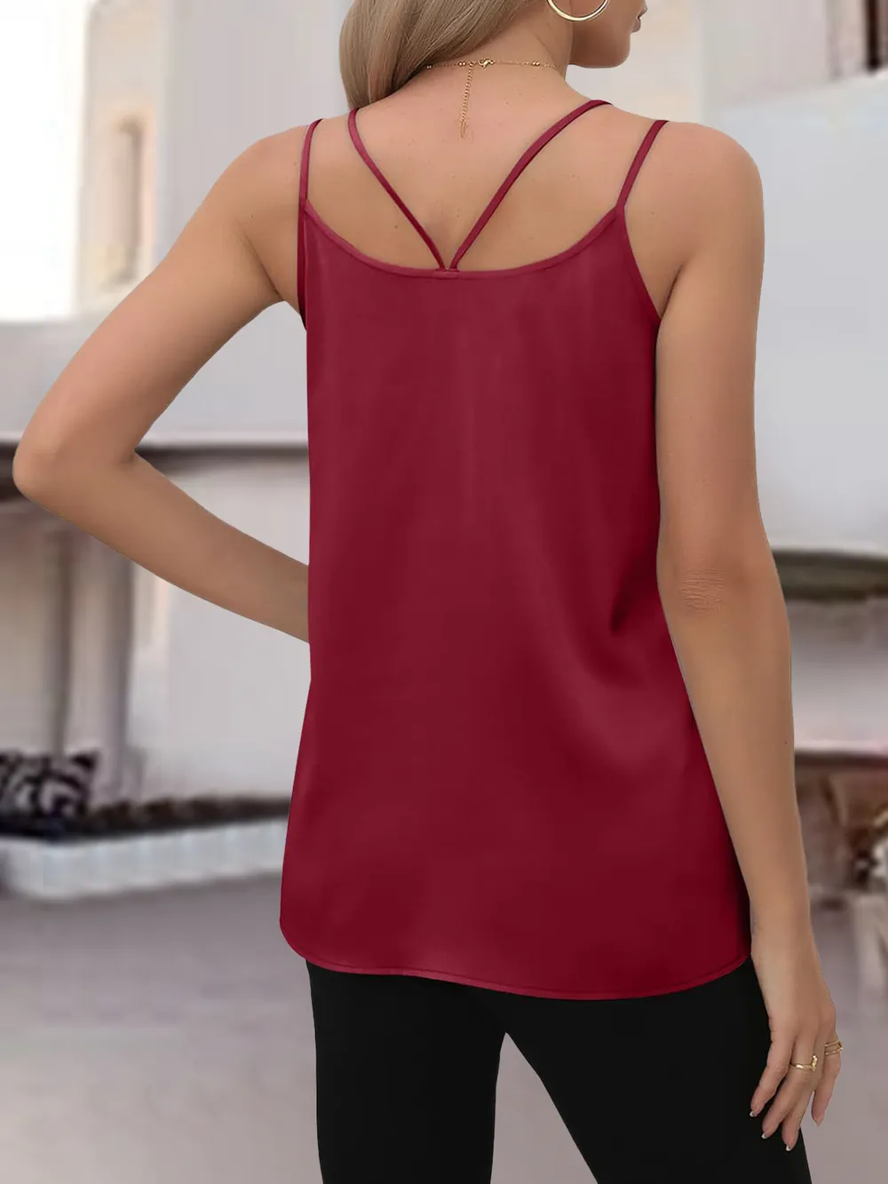 V-Neck Double Spaghetti Straps Cami, image 10