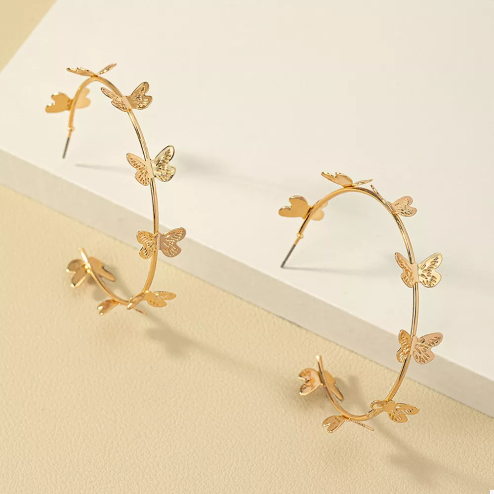 Butterfly Vine Hoop Earrings