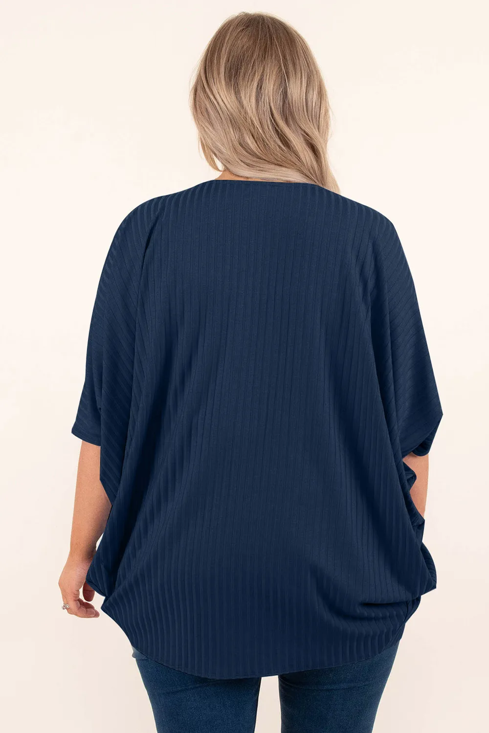 Plus Size Ribbed Cocoon Cover Up, image 3