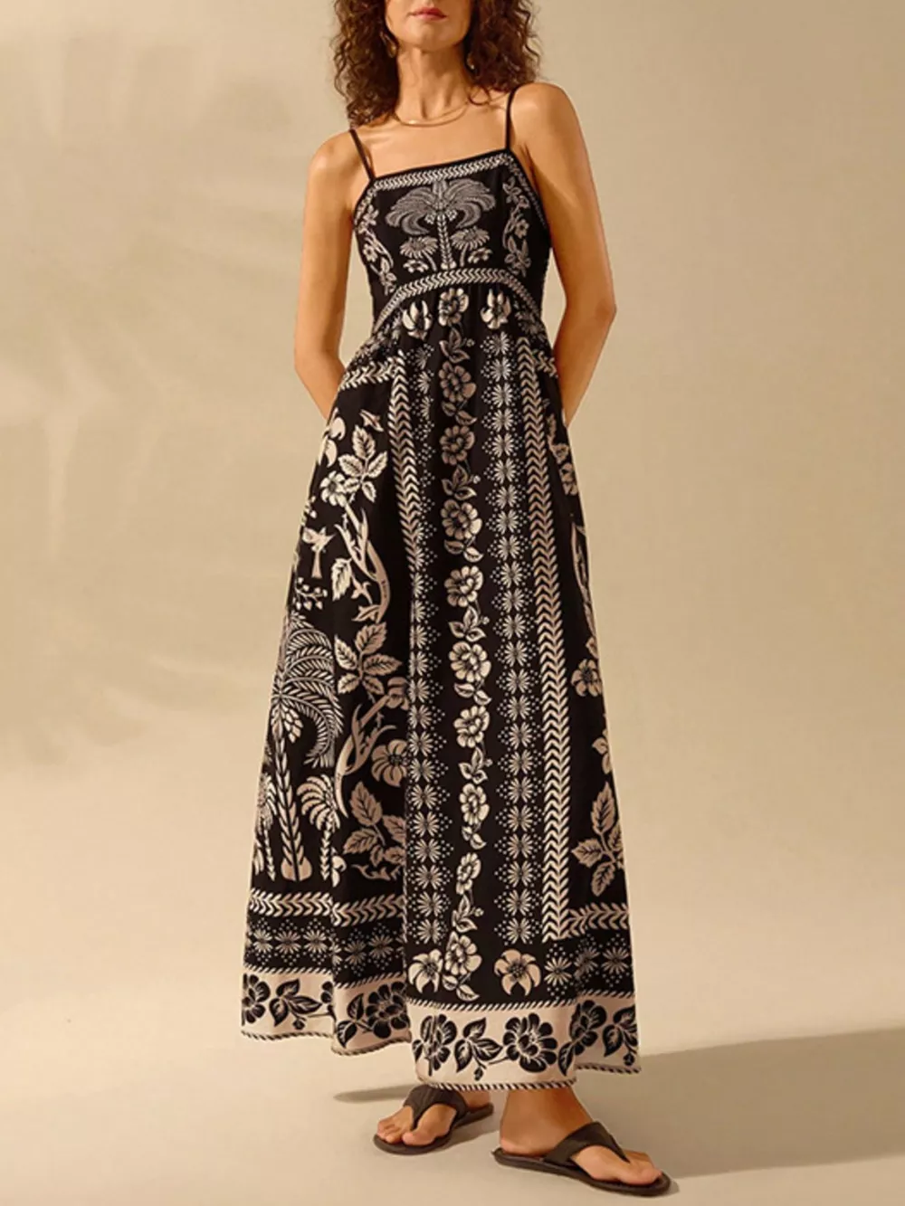Floral Print Spaghetti Strap Maxi Dress, image 2