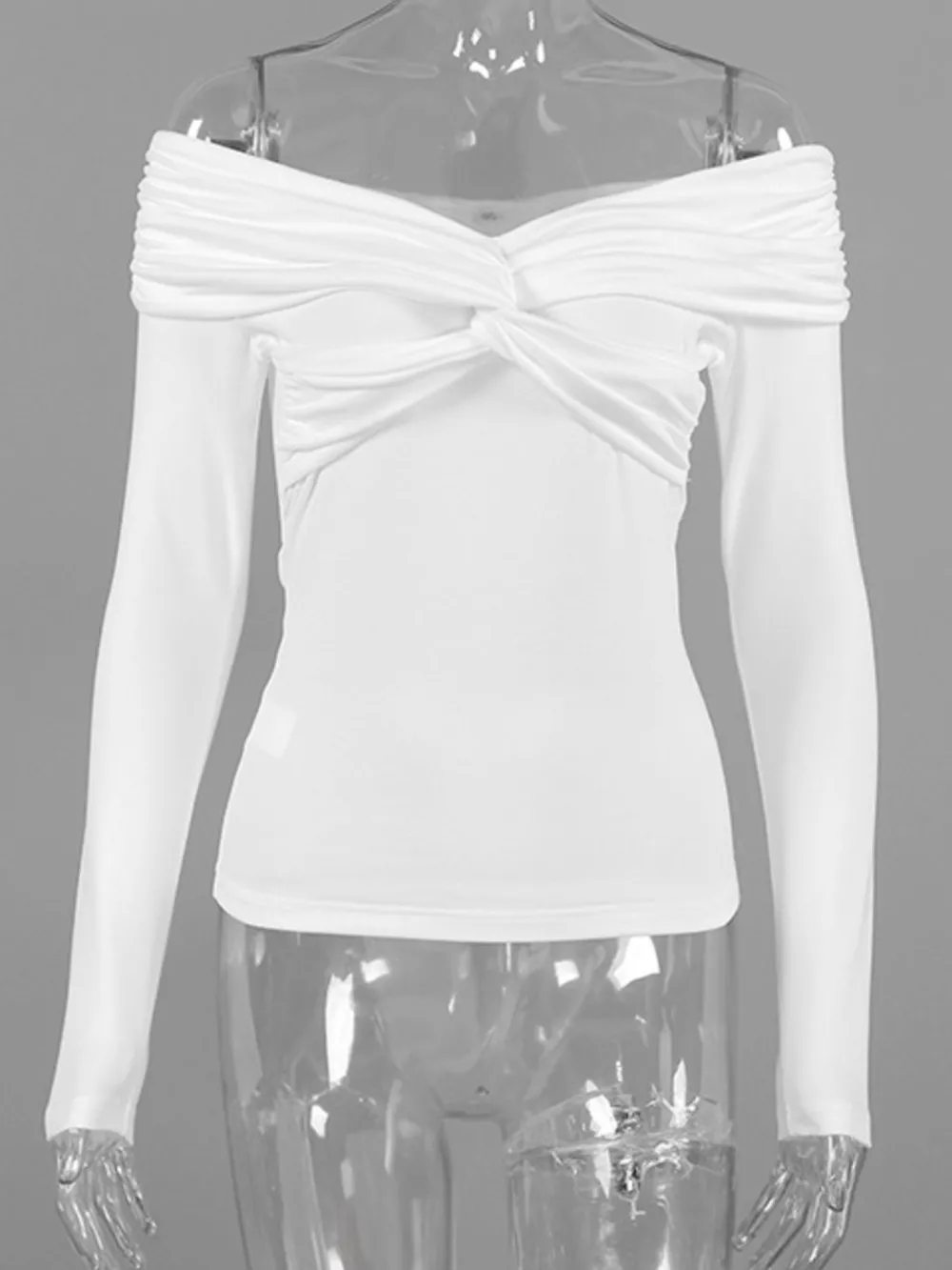 Twist Front Off-Shoulder Long Sleeve Top, image 6