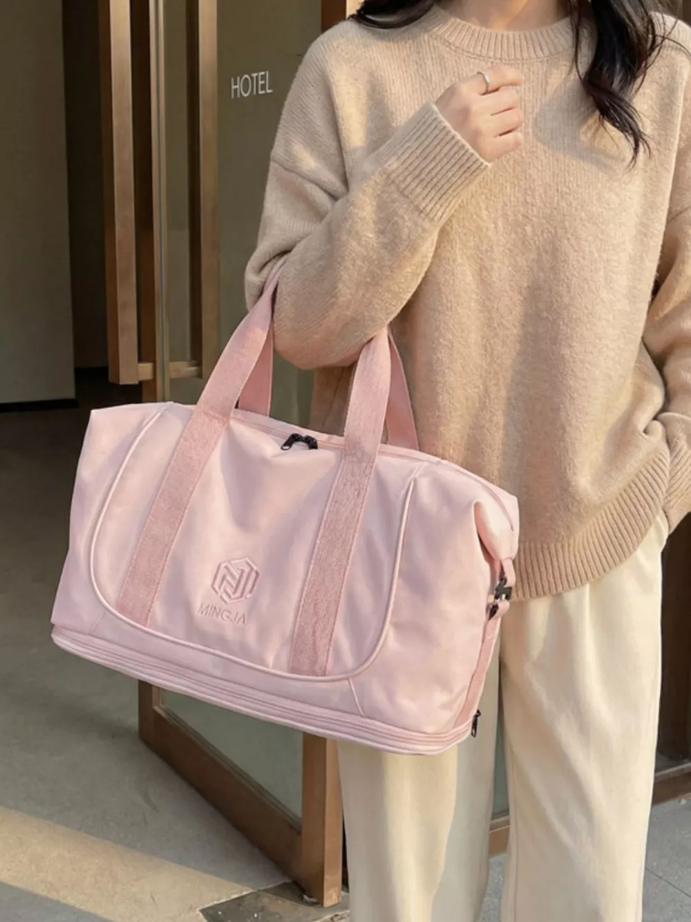 Solid Color Nylon Duffle Bag, image 3