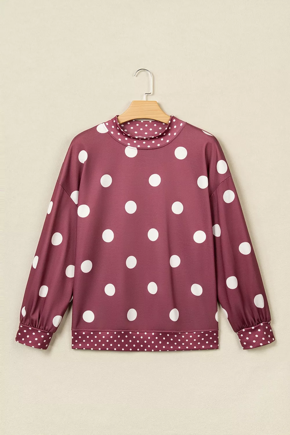 Polka Dot Print Contrast Detail Oversized Tunic Sweatshirt, image 2