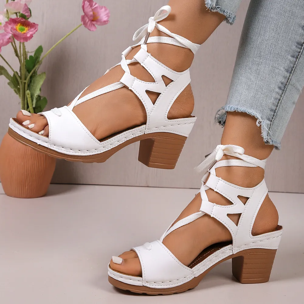 Lace-Up Block Heel Sandals, image 5